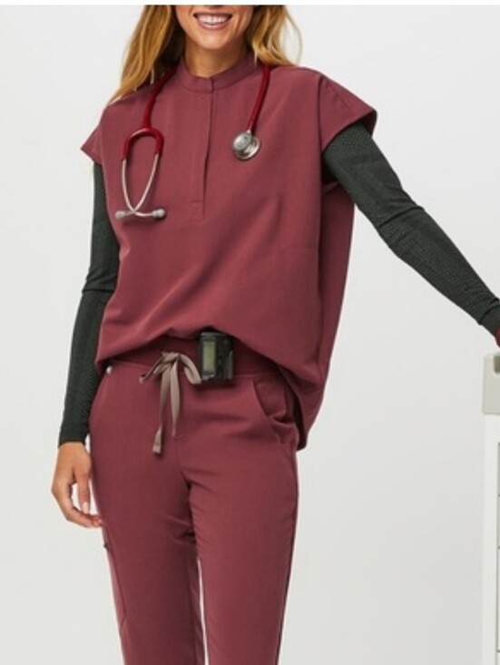 Figs Tops - Figs Dark Cherry Rafaela Scrub Top Large Oversized